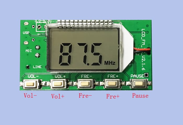 Módulo transmisor estéreo FM PLL 88-108,0 MHZ, USB, PC, transmisión de Audio Digital, pantalla LCD